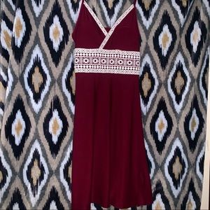 Short spaghetti strap maroon dress